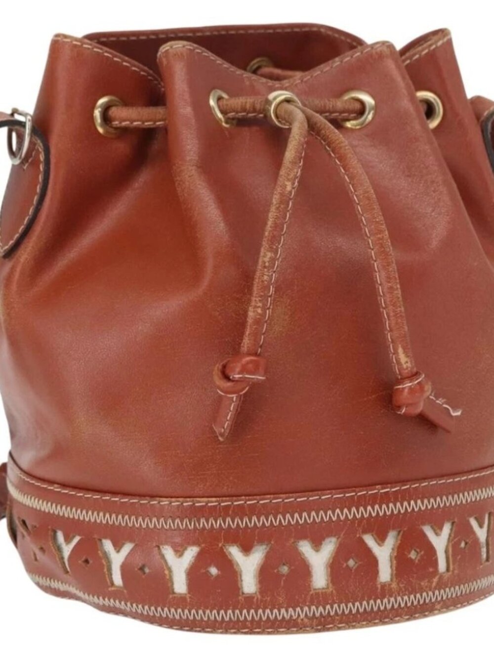 SAINT LAURENT purse Shoulder Bag Leather Brown Gold - Picture 1 of 14